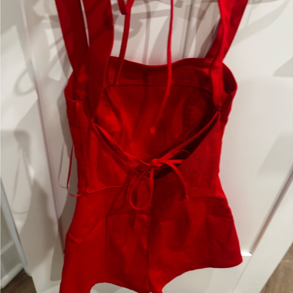 Vici Red Girls' One-Piece Romper with Tie Back - Picture 2 of 5